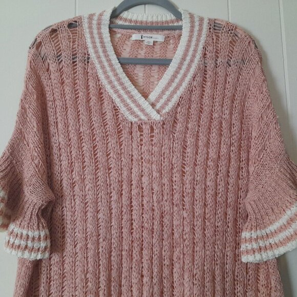 Nylon Apparel Size M/L Short Sleeve Stretch Sheer Crochet Cover Up Relaxed Fit - Picture 2 of 8